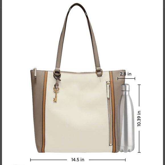 EUC 🩶🤍🤎GORGEOUS Fossil Leather Tara Shopper Purse - Picture 7 of 15